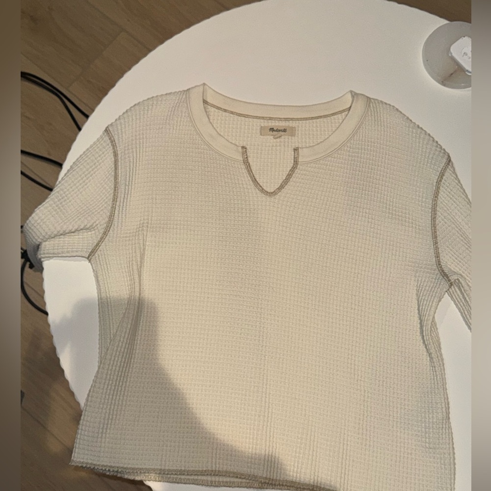 Madewell Ivory Textured Short Sleeve Top